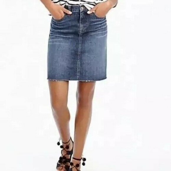J. CREW denim skirt with raw hem NWT - Picture 1 of 6